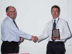 Jeff Allen being presented with his Prize by Tim Holt